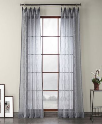 Exclusive Fabrics Furnishings Patterned Linen Sheer Curtain 84" x 50" Curtain Panel