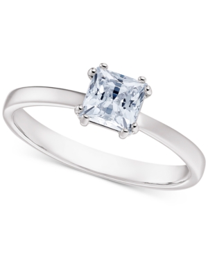 image of Swarovski Silver-Tone Cubic Zirconia Solitaire Statement Ring