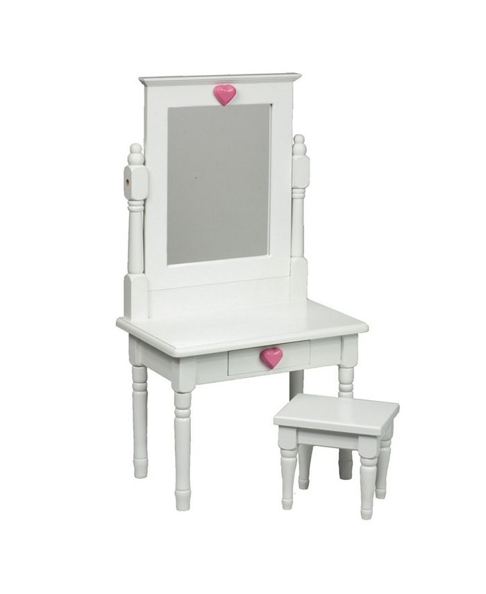 The Queen's Treasures White Wooden Vanity Table Desk and Stool Macy's