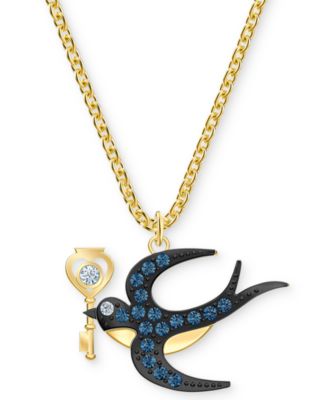 Swarovski - Gold-Tone Crystal Bird & Key Pendant Necklace, 14" + 7/8" extender