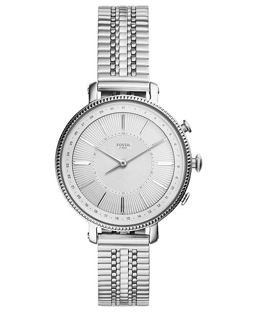 Fossil Women S Tech Cameron Stainless Steel Bracelet Hybrid Smart Watch 36mm Reviews Watches Jewelry Watches Macy S
