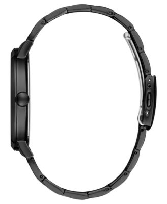 Men's Diamond-Accent Black Stainless Steel Bracelet Watch 44mm