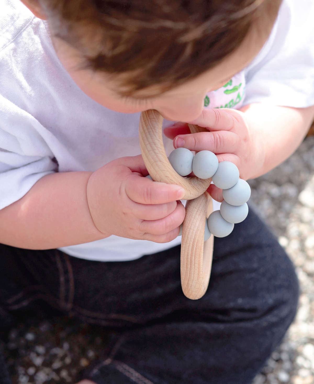 3 Stories Trading Tiny Teethers Infant Silicone And Beech Rattle And Teether Gift Set, Raccoon