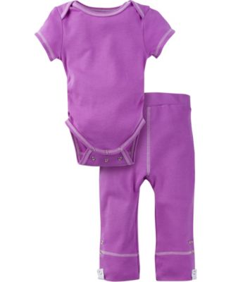Miracle Baby Boys and Girls Short Sleeve Bodysuit and Pant Outfit - Purple