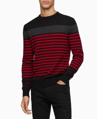 Calvin Klein Men's Merino Colorblock Sweater Green Size X-Large
