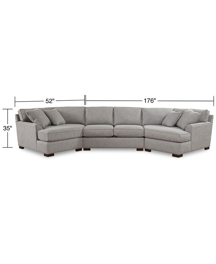 Furniture CLOSEOUT! Carena 3Pc. Fabric Sectional Sofa with Double