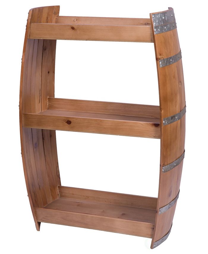 Vintiquewise Industrial Style Rustic Wooden Wine Barrel Bar Storage