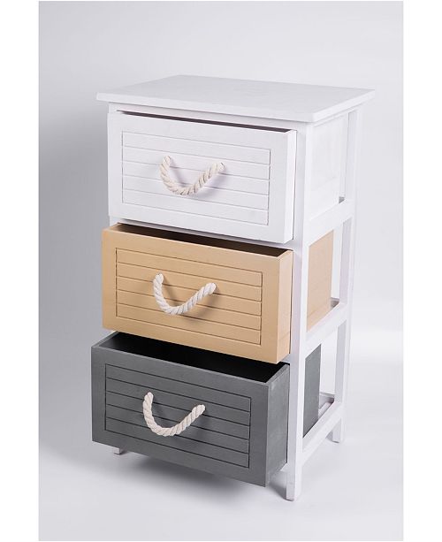 Uniquewise Multi Colored 3 Drawers Storage Chest Nightstand With