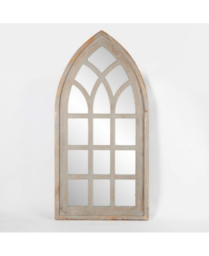 Luxen Home Wood Frame Cathedral Window Wall Mirror In Heather Gr