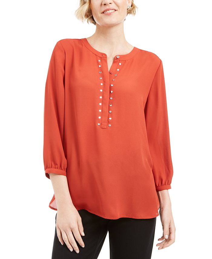JM Collection Rivet Pleated-Back Blouse, Created for Macy's - Macy's