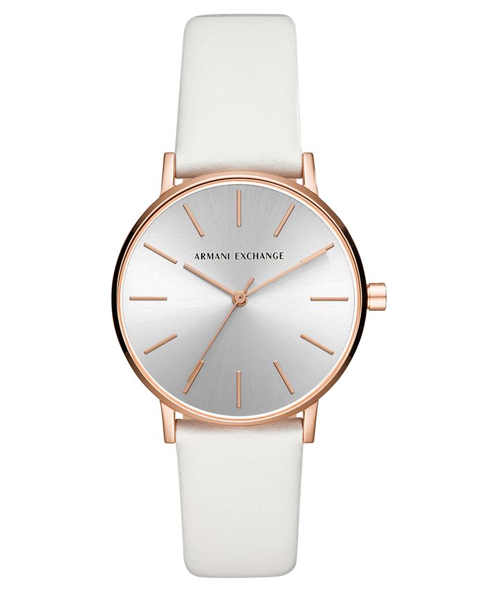 Armani exchange white sales leather strap watch