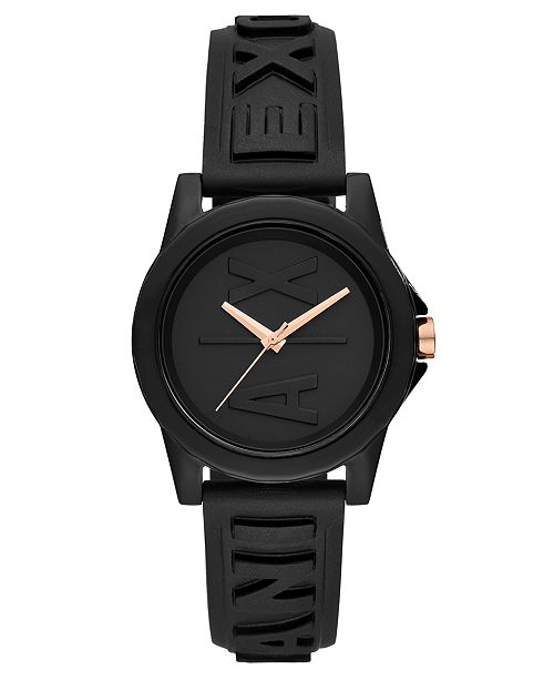 A X Armani Exchange Women S Lady Bank Black Silicone Strap Watch 40mm Reviews Watches Jewelry Watches Macy S