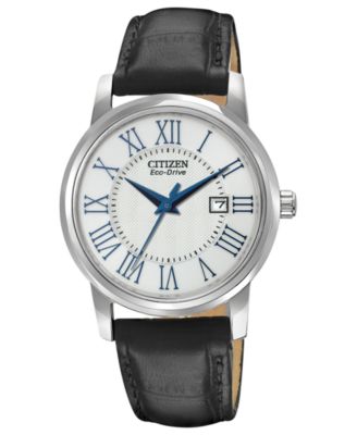 Citizen - Women's Eco-Drive Black Leather Strap Watch 31mm EW1568-04A
