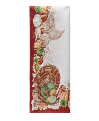Holiday Turkey Bordered Fall Napkins, Set of 8