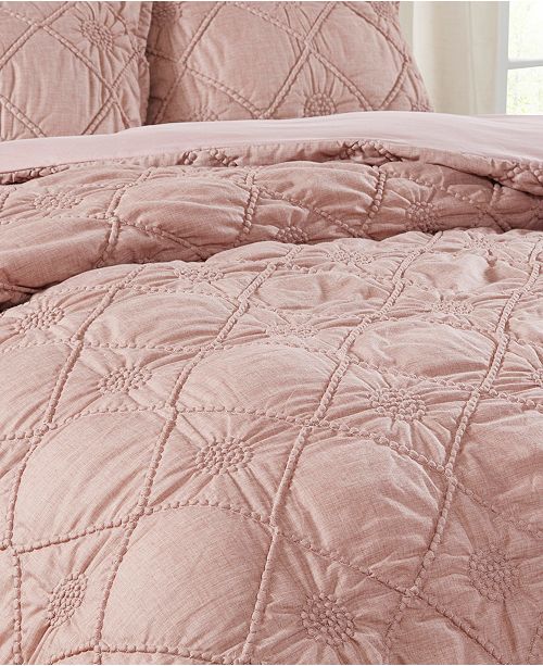 Madison Park Theresa Full Queen 3 Pc Ruched Rosette 2 In 1 Duvet