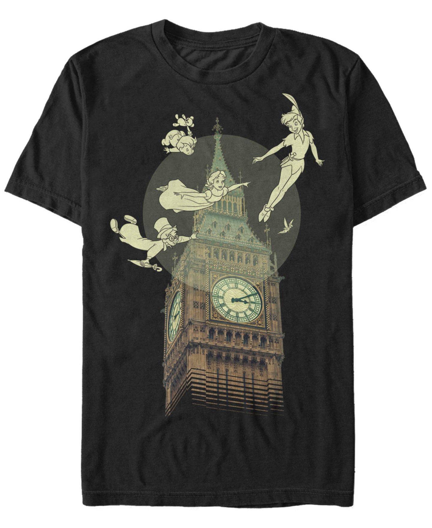 Мужская футболка Fifth Sun Disney Peter Pan The Darlings Flying By Clock Tower Short Sleeve, цвет: Чёрный — фото 1