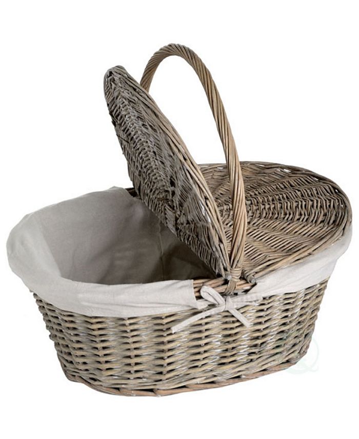Vintiquewise Oval Willow Picnic Basket with Lid Macy's