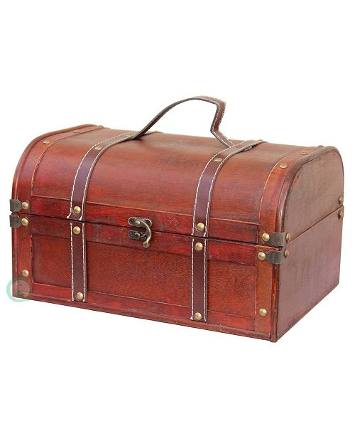 Vintiquewise Decorative Wood Treasure Box Wooden Trunk Chest