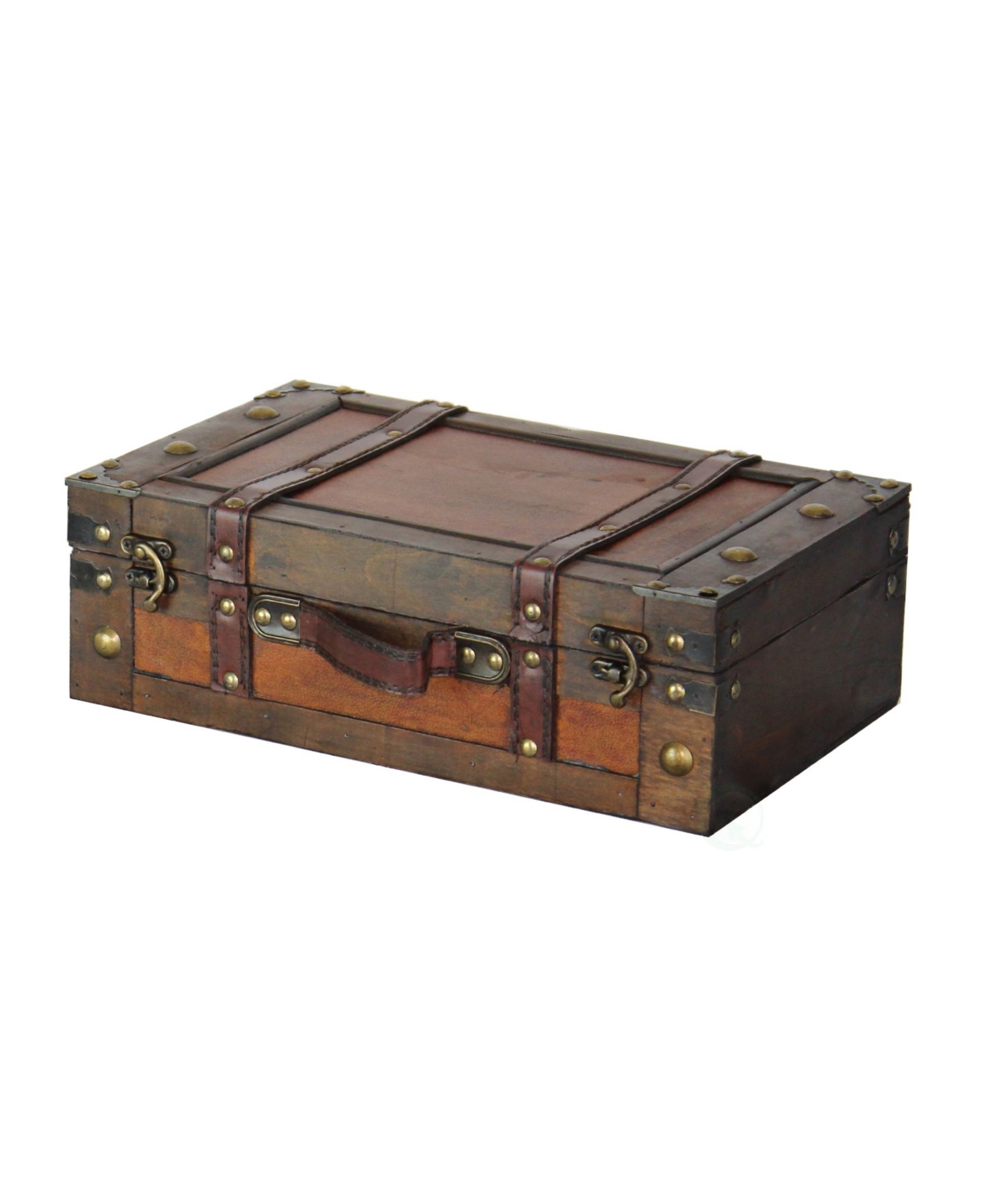 Vintiquewise Old Style Suitcase With Straps, Small In Brown
