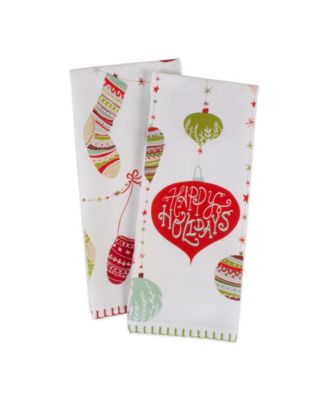 Assorted X-mas Trimmings Printed Dishtowel Set