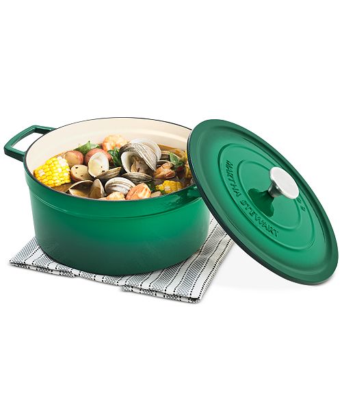 Martha Stewart Collection Green Enameled Cast Iron Round 6Qt. Dutch Oven, Created for Macy's