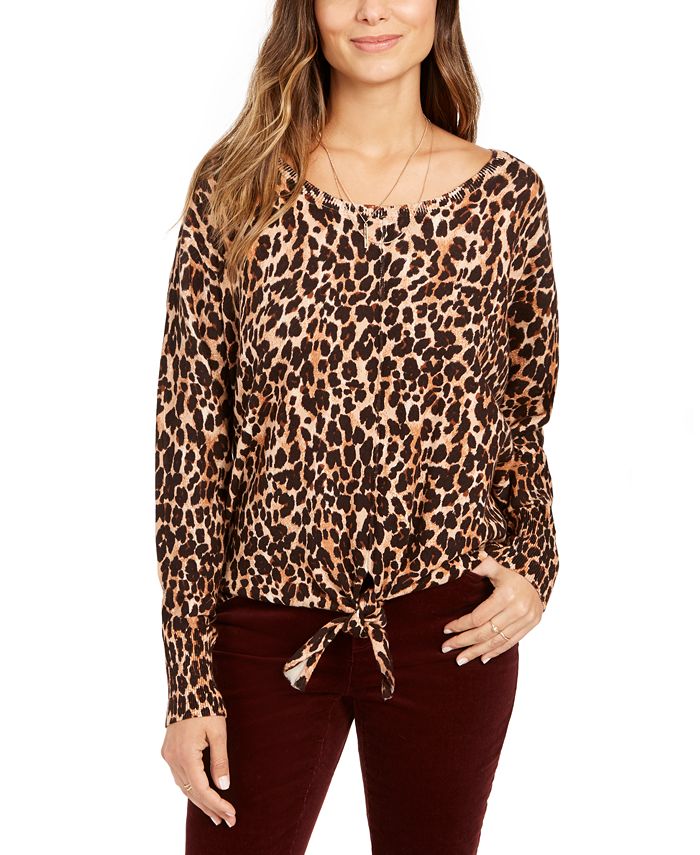Style & Co Printed Tie-Front Sweater, Created for Macy's - Macy's