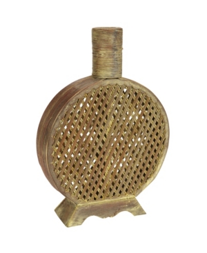 Nearly Natural Open Weave Decorative Vase In Brown
