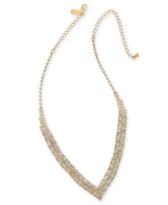 INC International Concepts - Gold-Tone Rhinestone V-Shape Necklace, 11" + 3" extender