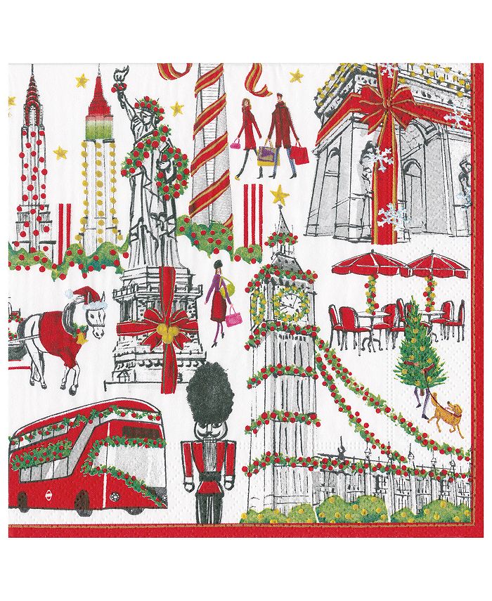 Caspari Cosmopolitan Christmas Paper Cocktail Napkin Macy's