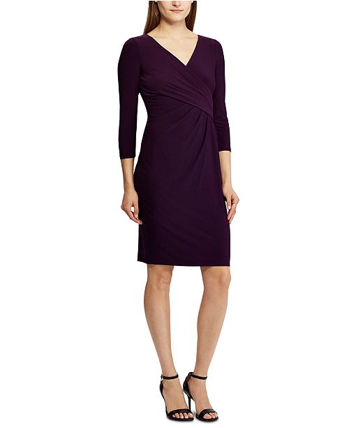 Lauren Ralph Lauren 3/4-Sleeve Ruched Jersey Dress & Reviews - Dresses ...