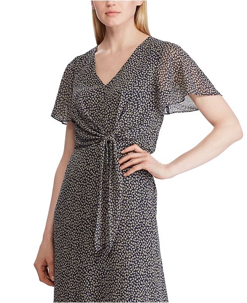lauren ralph lauren botanical print georgette gown