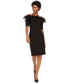 Off-The-Shoulder Faux-Feather Dress