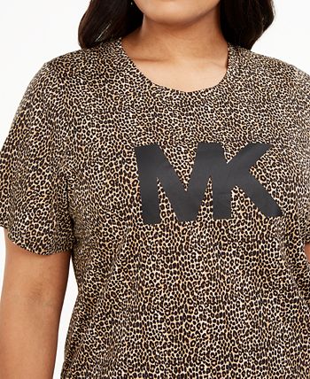 Michael Kors - Plus Size Animal-Print Logo T-Shirt