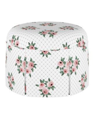 Skyline - Jasmine Round Skirted Ottoman, Quick Ship