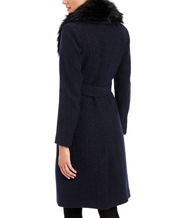 GUESS Faux Fur Collar Belted Walker Coat Macy s