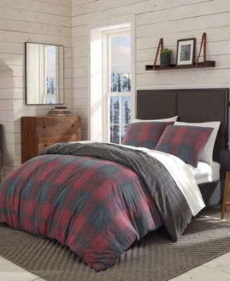 Eddie Bauer Cattle River Plaid Red Duvet Cover Set, Full/Queen