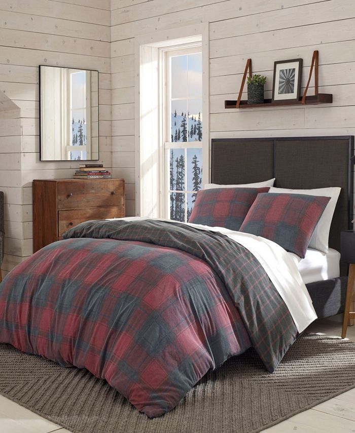 Eddie Bauer Cattle River Plaid Red Duvet Cover Set, Full/Queen Macy's