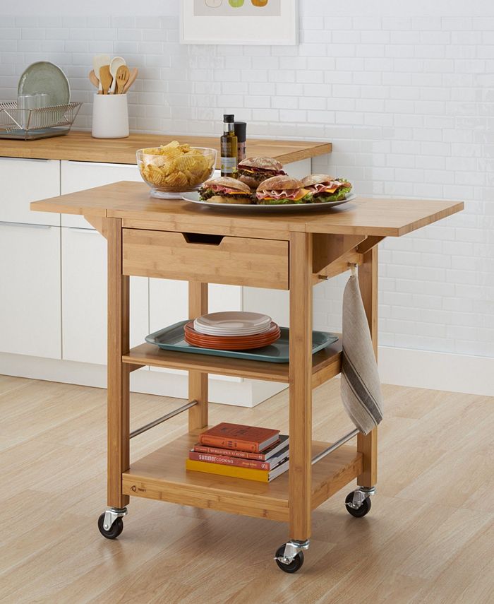 TRINITY 24" Bamboo Kitchen Cart with Drop Leaf Macy's