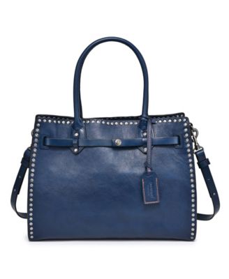 Westland Large Studded Leather Satchel Bag