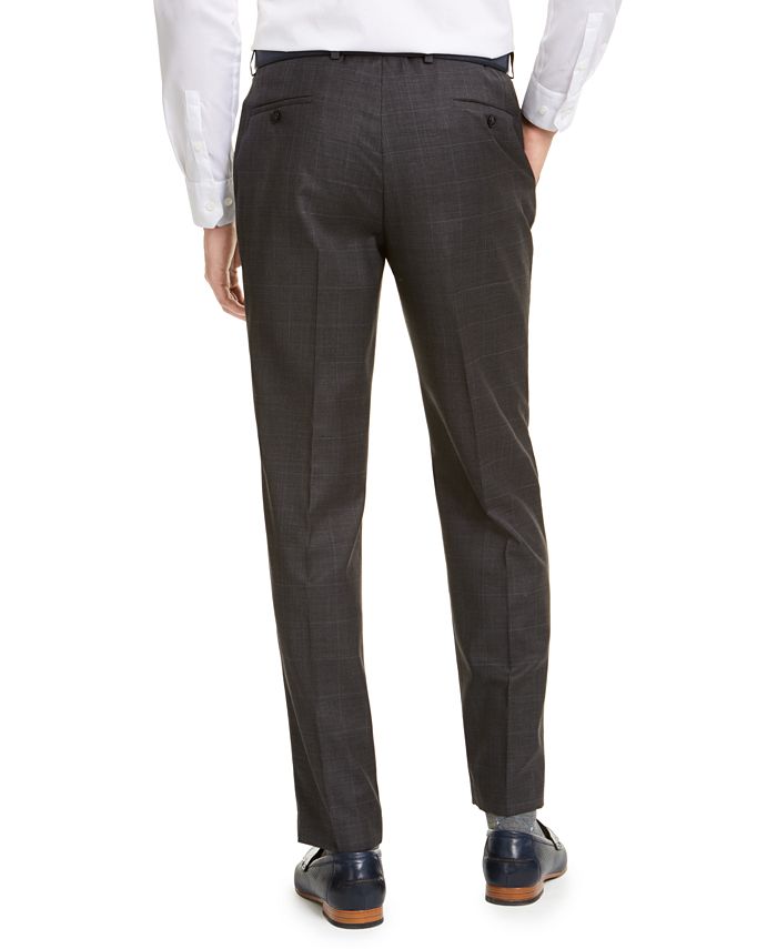 Michael Kors Men's ClassicFit Airsoft Stretch Gray/Blue Windowpane