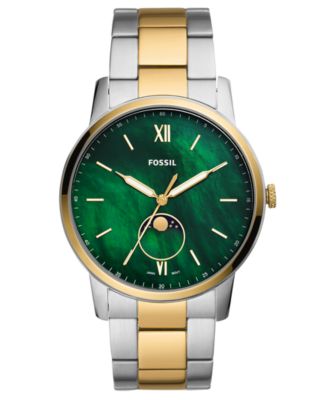 gold and silver fossil watch men's