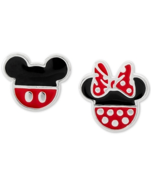 image of Disney Children-s Minnie & Mickey Mouse Mismatched Stud Earrings in Sterling Silver