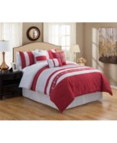 Curtains measure 66l x 27w. red queen bed in a bag and comforter