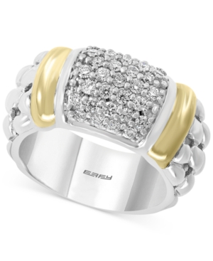 image of Effy Diamond Cluster Statement Ring (1/2 ct. t.w.) in Sterling Silver & 18k Gold