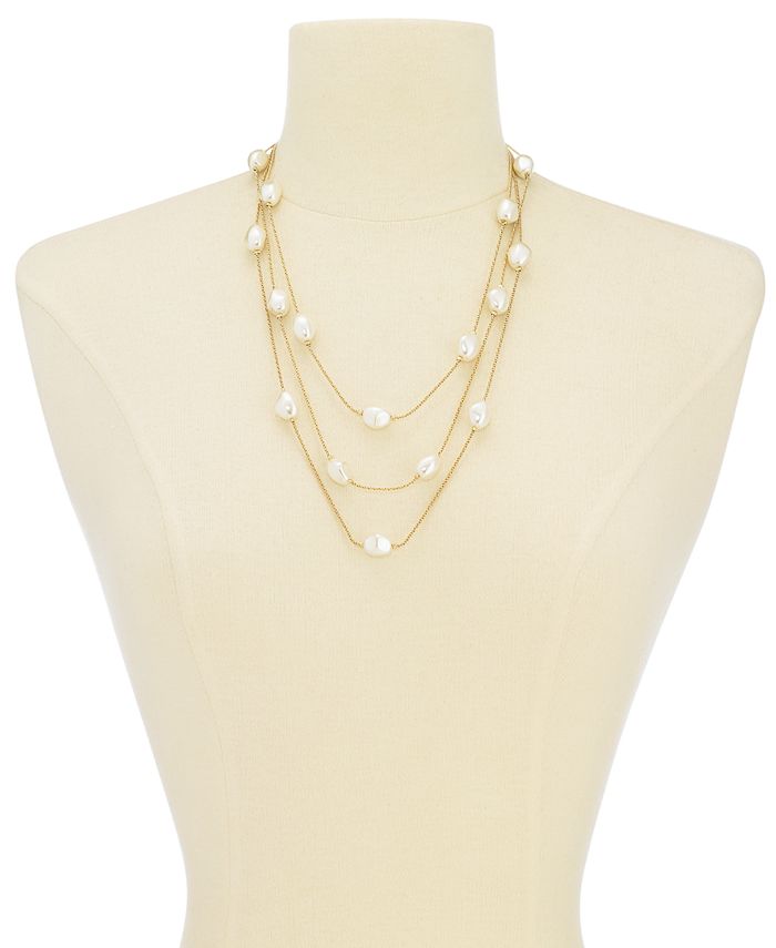 Charter Club - Gold-Tone Imitation Pearl Multi-Row Necklace, 20" + 2" extender