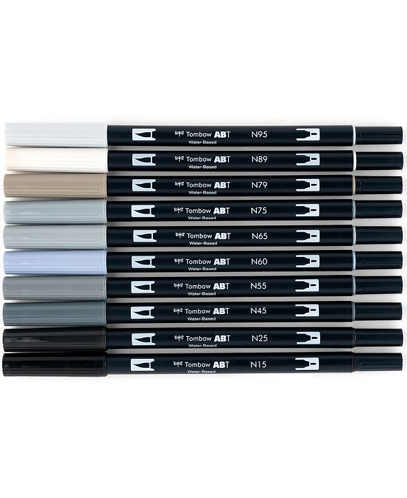 Tombow Dual Brush Pen Art Markers, Grayscale, 10Pack & Reviews Home