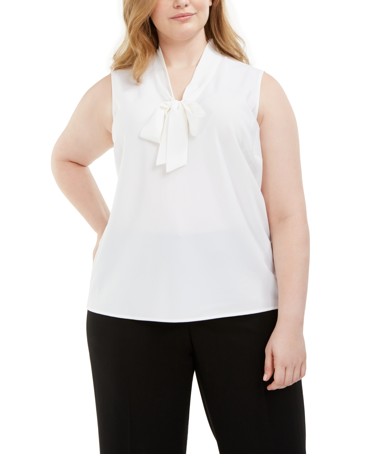 Kasper Plus Size Bow Top