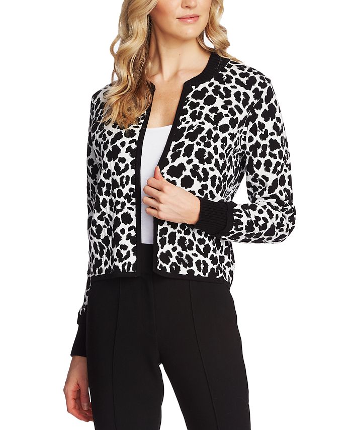 Vince Camuto Jacquard Leopard-Print Jacket & Reviews - Sweaters - Women ...