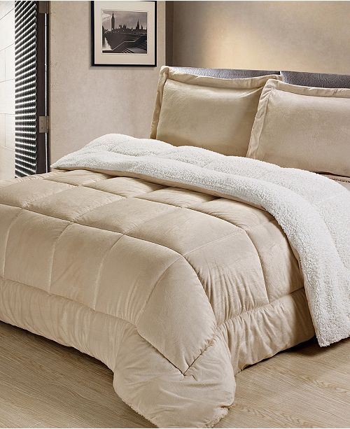 sherpa comforter set king grey