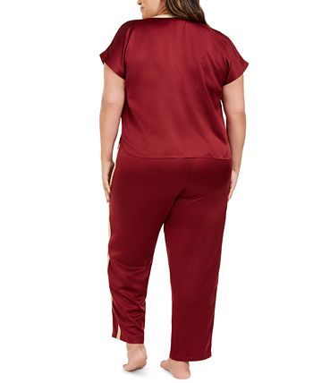 I.N.C. International Concepts Plus Size Women's Embossed Velour Notch  Packaged Pajamas Set, Created for Macy's - Macy's